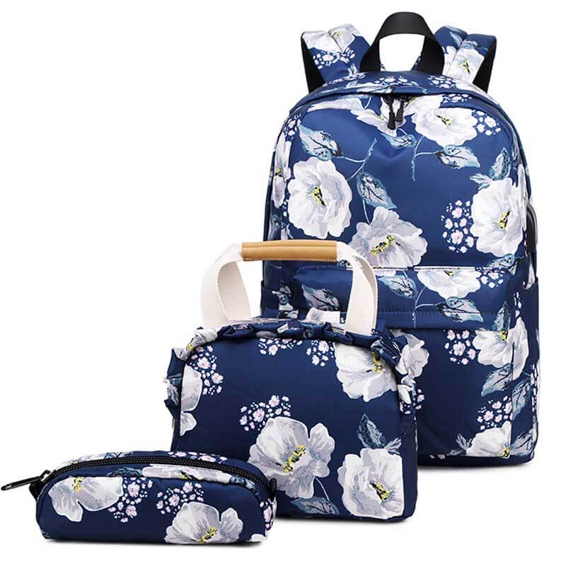 Floral Backpack Three-piece Set