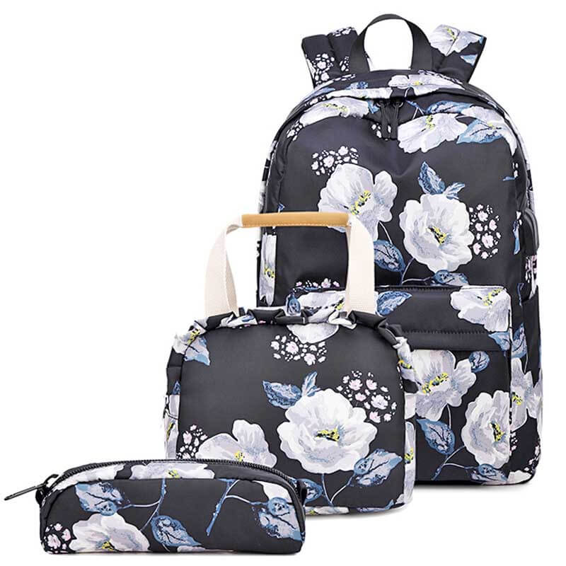 Floral Backpack Three-piece Set