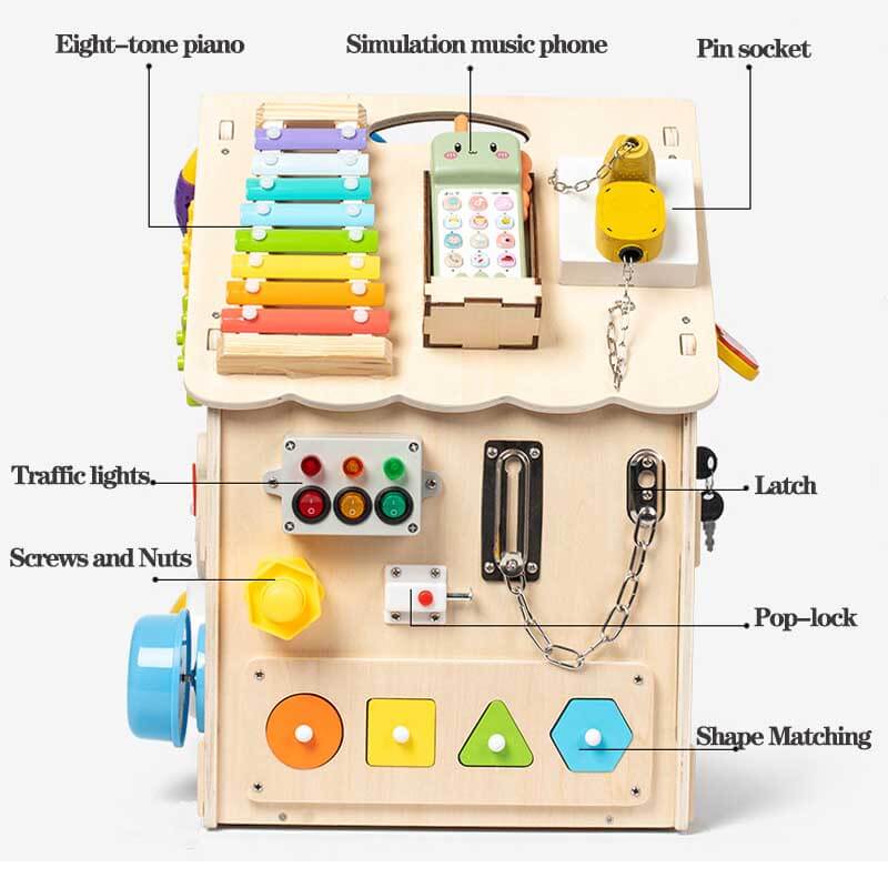 Montessori Wooden Busy House