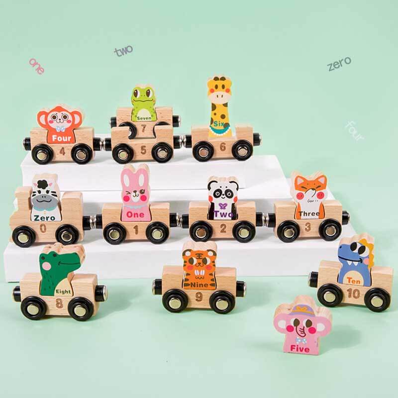 Wooden Animals Train Set