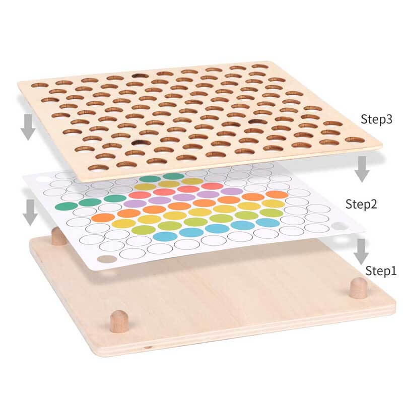 Wooden Peg Board Beads Game