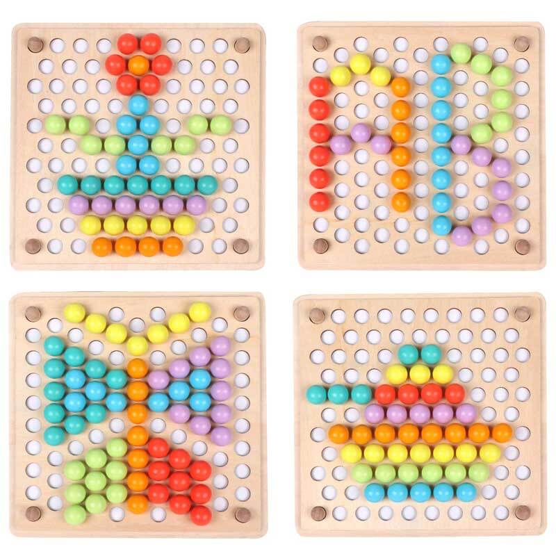 Wooden Peg Board Beads Game