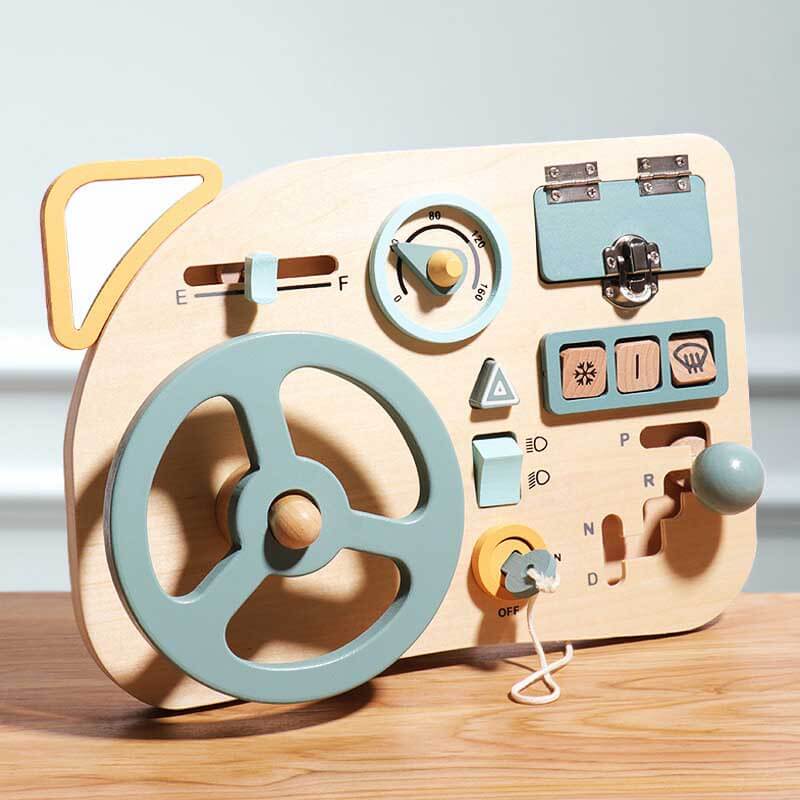 Wooden Analog Steering Wheel Toy