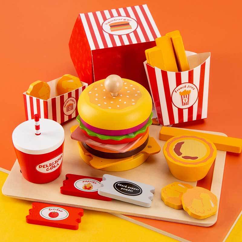 Wooden Simulated Burger Set