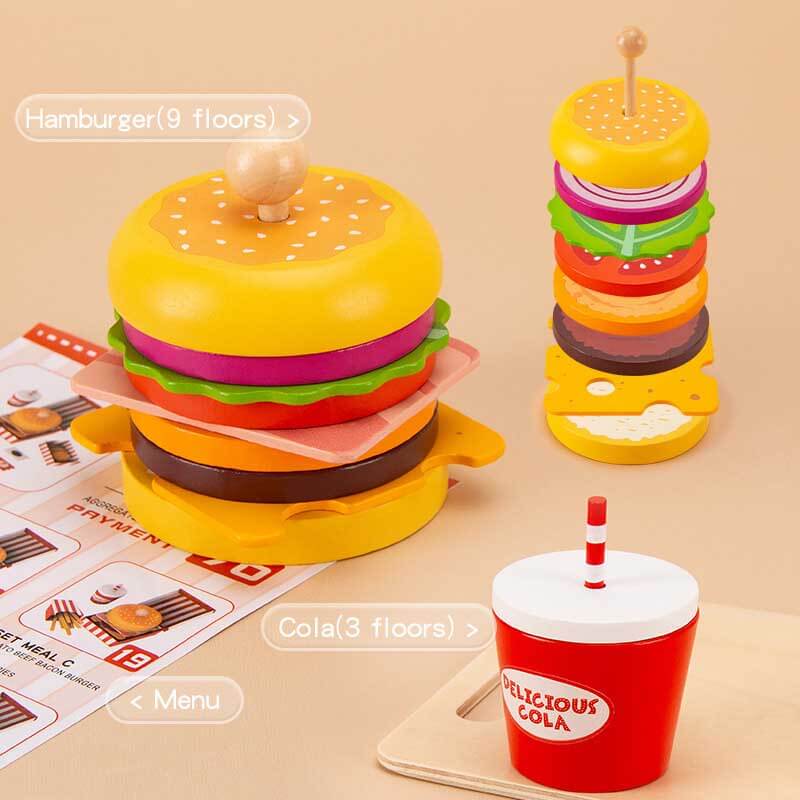 Wooden Simulated Burger Set