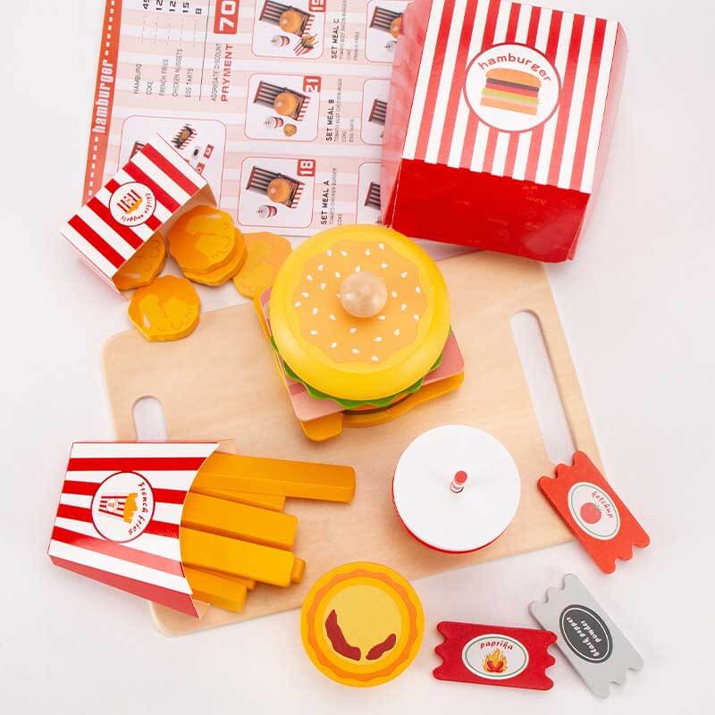 Wooden Simulated Burger Set