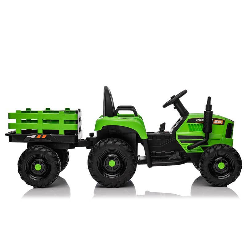 Green Ride on Tractor with Trailer