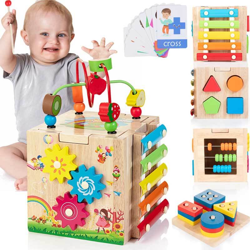 Montessori Wooden Activity Cube