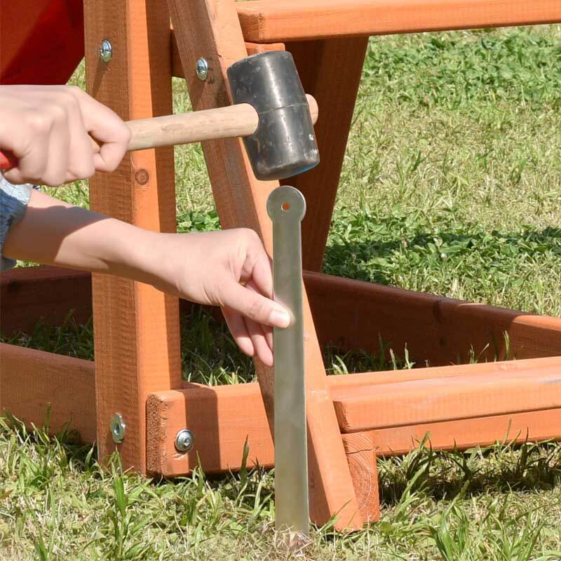 Wooden Swing Set with Slide