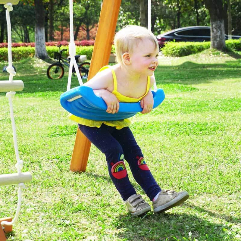 Wooden Swing Set with Slide