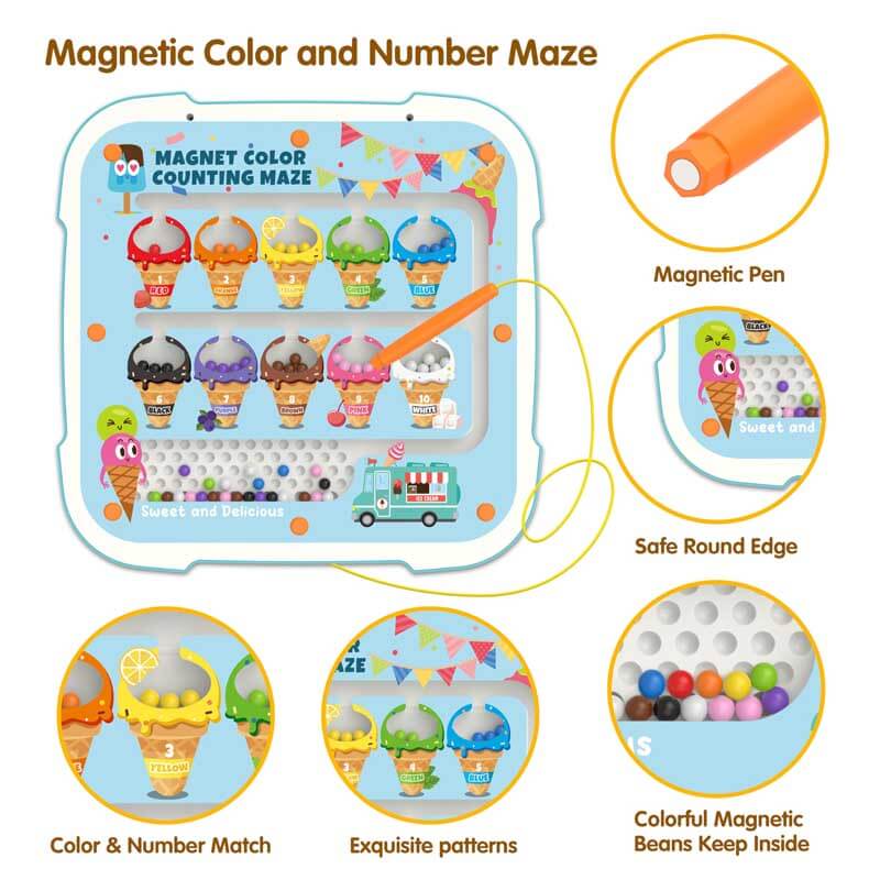 2-in-1 Magnetic Color and Number Maze