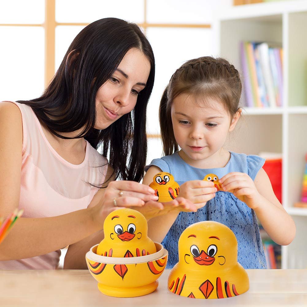 Wooden Yellow Duck Handmade Toys 10 Pcs