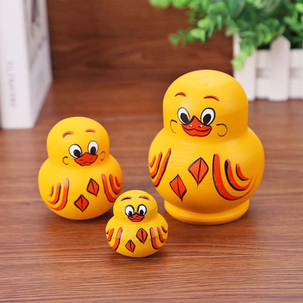 Wooden Yellow Duck Handmade Toys 10 Pcs