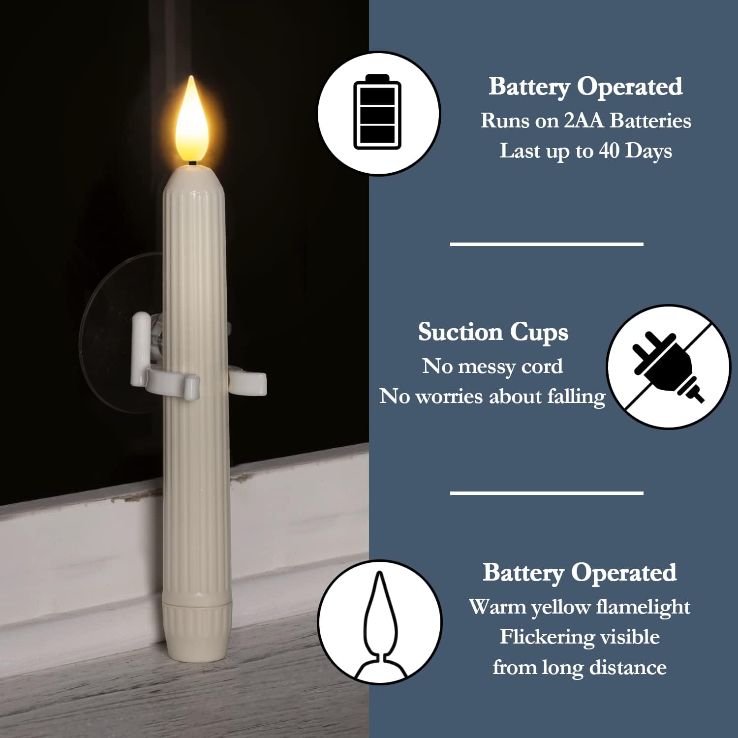 CHRISTMAS ON SALE6 Pcs Window Flameless Led Taper Candles with Sensor Dusk to Dawn