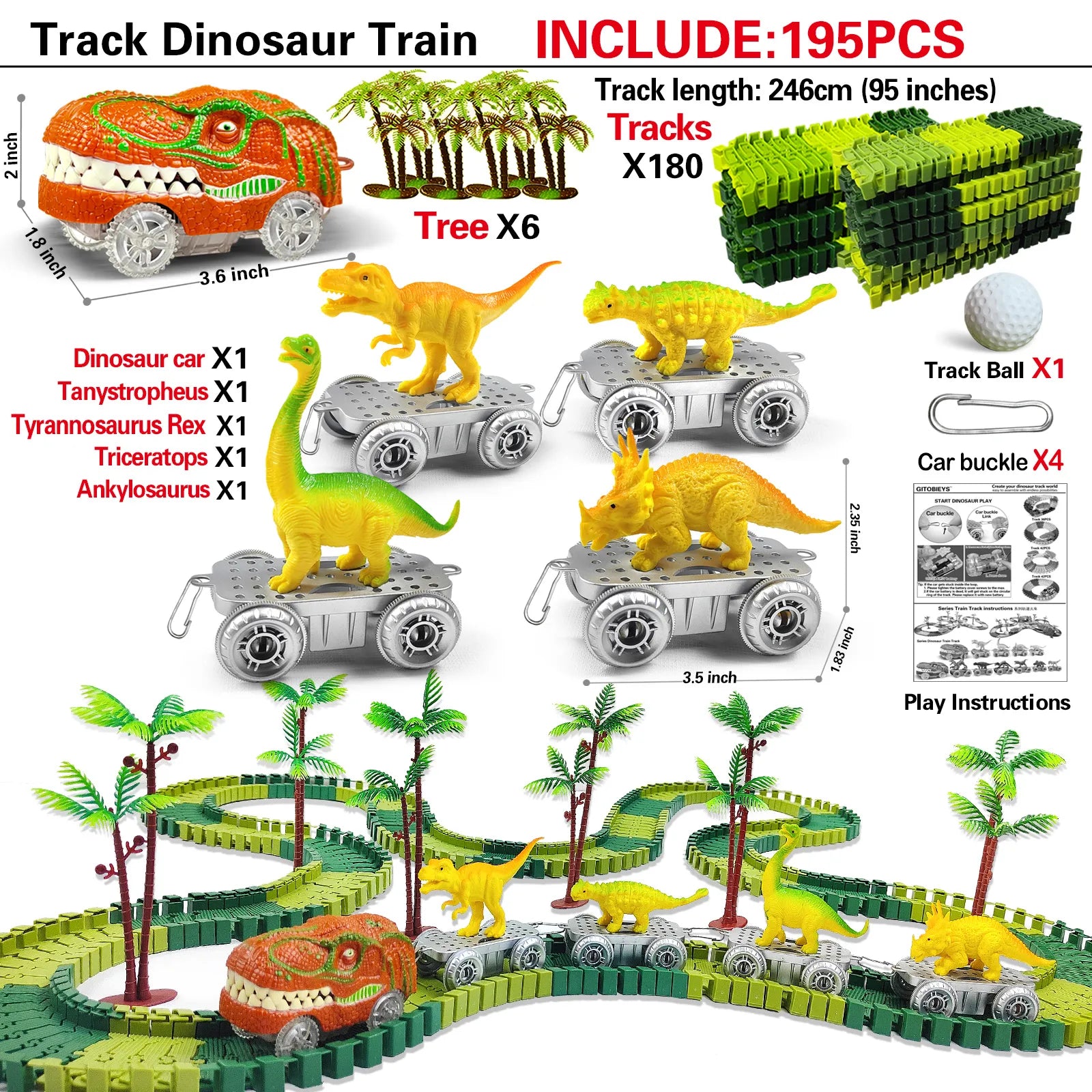 Lightning Tracks-Assembling Dinosaur Park Electric Rail Car Set