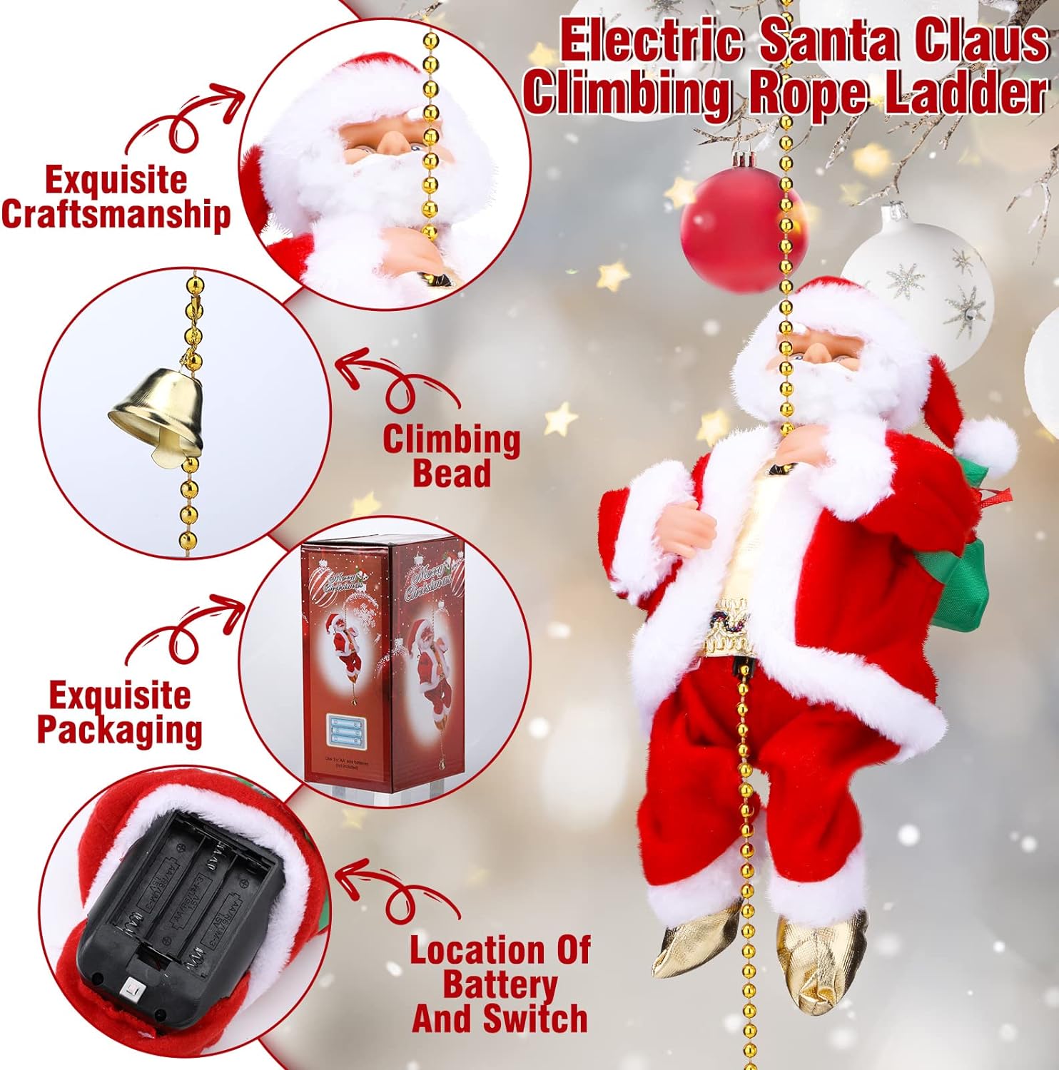 Electric Chimney Climbing Santa Claus Musical Toys