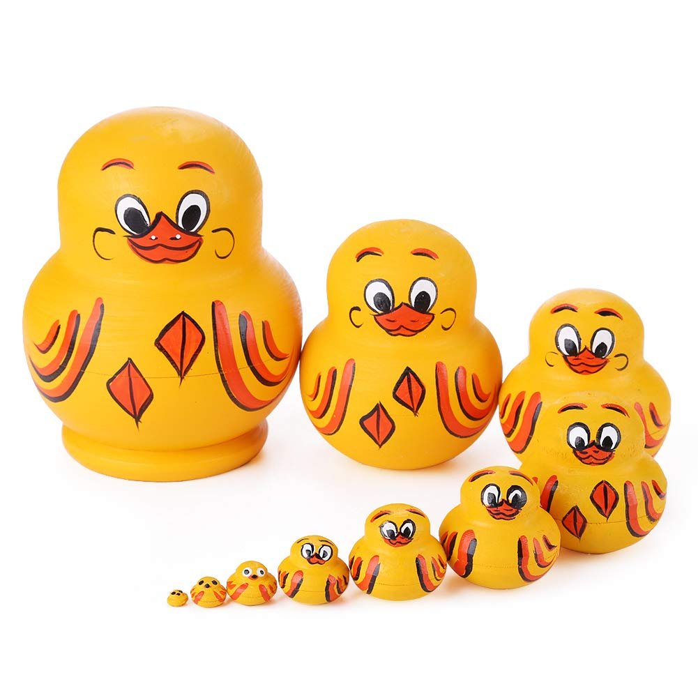 Wooden Yellow Duck Handmade Toys 10 Pcs